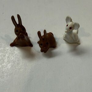Tiny Plastic Bunny/Bunnies Mouse West Germany